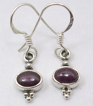 Cercei Argint 925 cu Rubin, 2.9 cm lungime