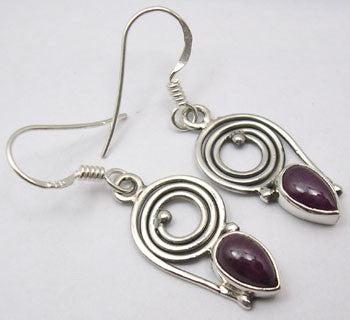 Cercei Argint 925 cu Rubin, 3.6 cm lungime