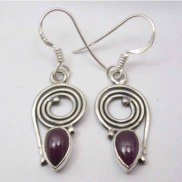 Cercei Argint 925 cu Rubin, 3.6 cm lungime