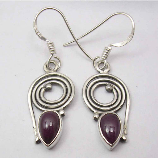 Cercei Argint 925 cu Rubin, 3.6 cm lungime