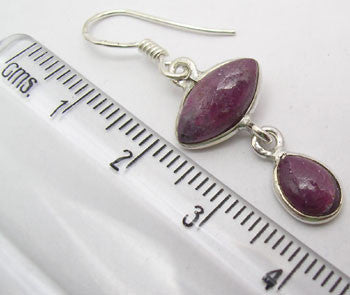 Cercei Argint 925 cu Rubin, 3.8 cm lungime