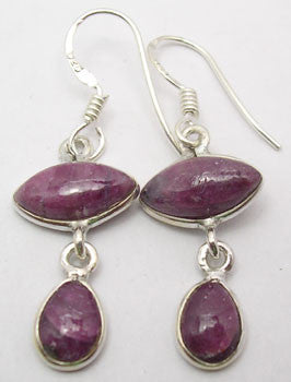 Cercei Argint 925 cu Rubin, 3.8 cm lungime