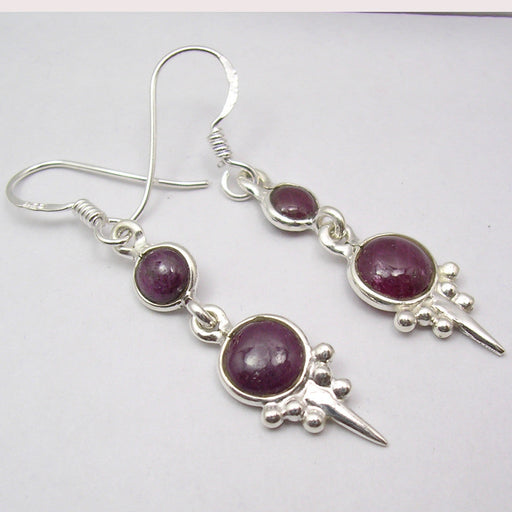 Cercei Argint 925 cu Rubin 4.4 cm lungime