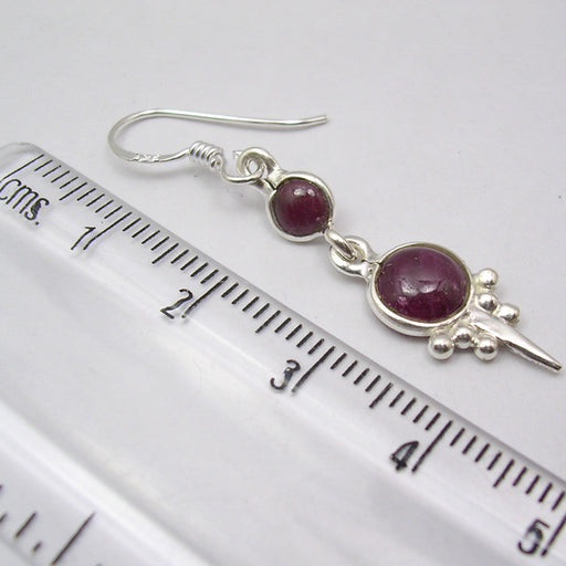 Cercei Argint 925 cu Rubin 4.4 cm lungime