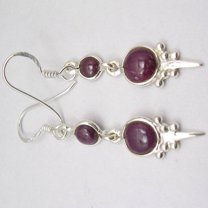 Cercei Argint 925 cu Rubin 4.4 cm lungime