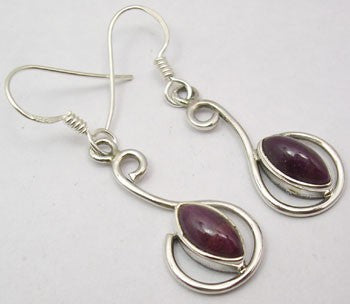 Cercei Argint 925 cu Rubin, 4 cm lungime