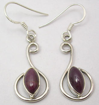 Cercei Argint 925 cu Rubin, 4 cm lungime