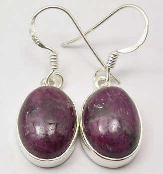 Cercei Argint 925 cu Rubin Natural, 3.1 cm lungime