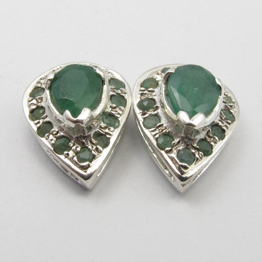 Cercei Argint 925 cu Smarald, 1.4 cm lungime