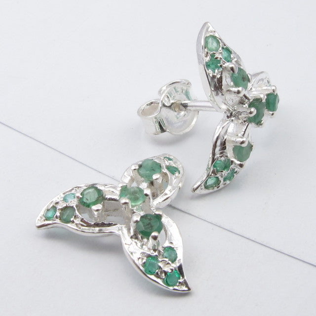 Cercei Argint 925 cu Smarald, 1.5 cm lungime