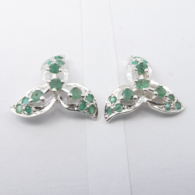 Cercei Argint 925 cu Smarald, 1.5 cm lungime