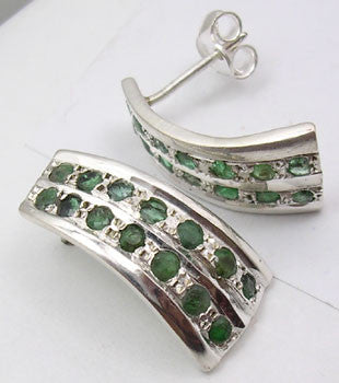 Cercei Argint 925 cu Smarald, 2.2 cm lungime