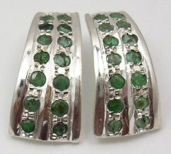 Cercei Argint 925 cu Smarald, 2.2 cm lungime