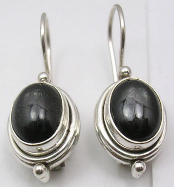 Cercei Argint 925 cu Stea Neagra, 2.5 cm lungime