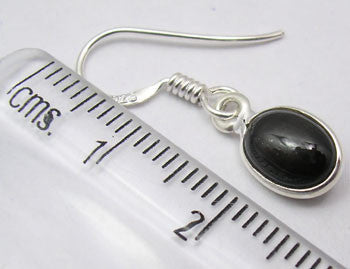 Cercei Argint 925 cu Stea Neagra, 2.6 cm lungime