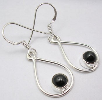 Cercei Argint 925 cu Stea Neagra, 3.5 cm lungime