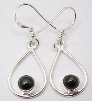 Cercei Argint 925 cu Stea Neagra, 3.5 cm lungime