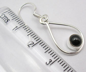 Cercei Argint 925 cu Stea Neagra, 3.5 cm lungime