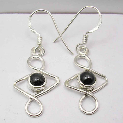 Cercei Argint 925 cu Stea Neagra, 3.7cm lungime