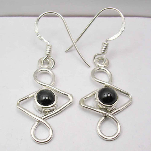 Cercei Argint 925 cu Stea Neagra, 3.7cm lungime