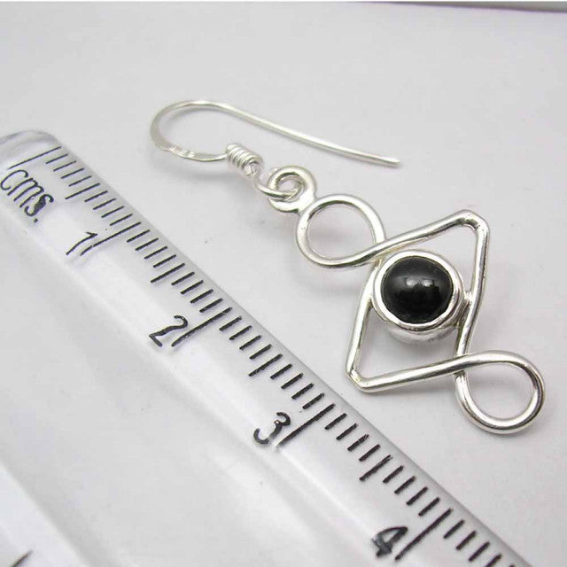 Cercei Argint 925 cu Stea Neagra, 3.7cm lungime