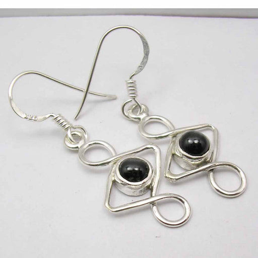Cercei Argint 925 cu Stea Neagra, 3.7cm lungime