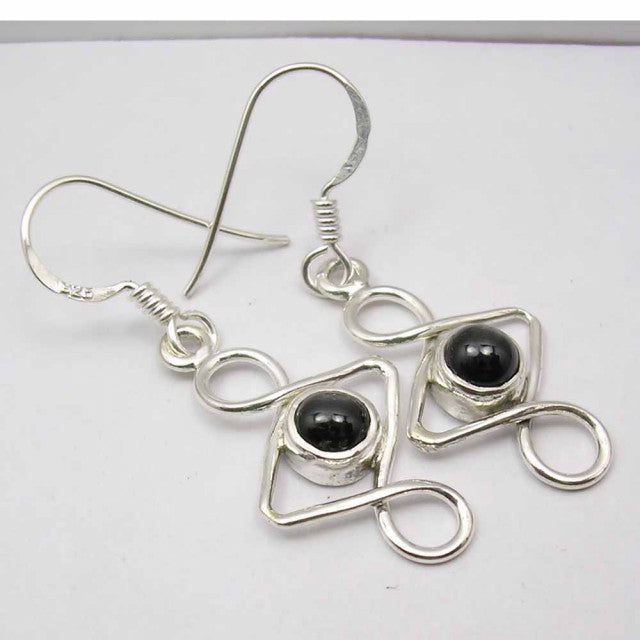 Cercei Argint 925 cu Stea Neagra, 3.7cm lungime