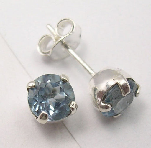 Cercei Argint 925 cu Topaz Albastru, 0.7 cm lungime