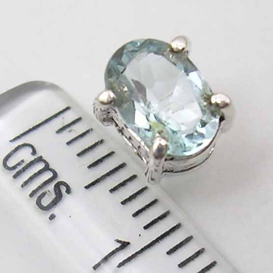 Cercei Argint 925 cu Topaz Albastru, 0.7 cm lungime