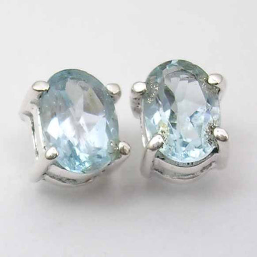 Cercei Argint 925 cu Topaz Albastru, 0.7 cm lungime