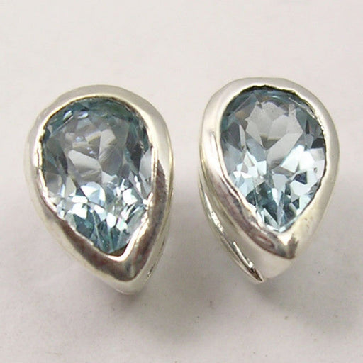 Cercei Argint 925 cu Topaz Albastru, 0.8 cm lungime