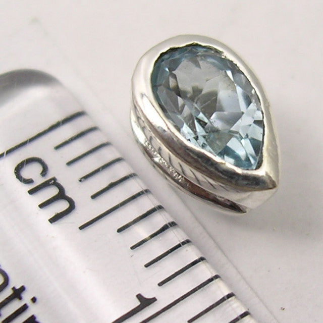 Cercei Argint 925 cu Topaz Albastru, 0.8 cm lungime