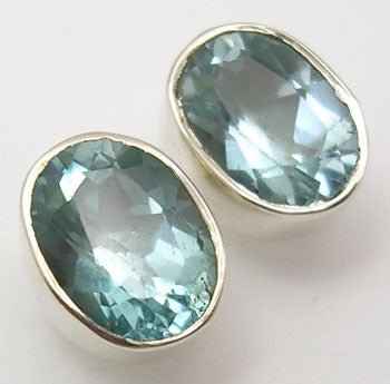 Cercei Argint 925 cu Topaz Albastru, 0.9 cm lungime