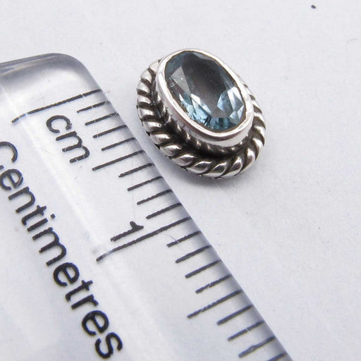 Cercei Argint 925 cu Topaz Albastru,0.9 cm lungime