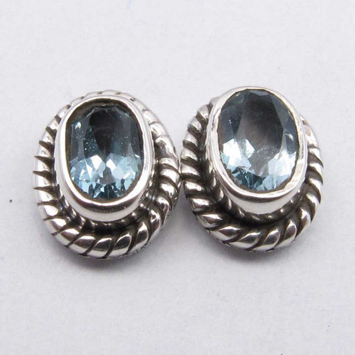 Cercei Argint 925 cu Topaz Albastru,0.9 cm lungime