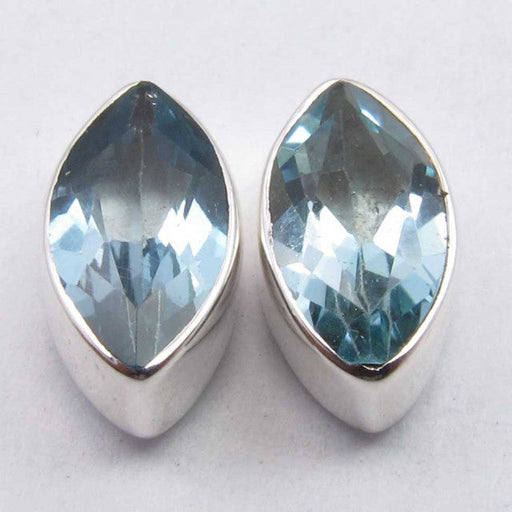 Cercei Argint 925 cu Topaz Albastru, 1.1 cm lungime