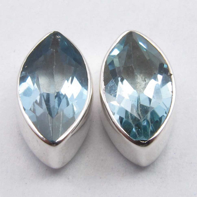 Cercei Argint 925 cu Topaz Albastru, 1.1 cm lungime