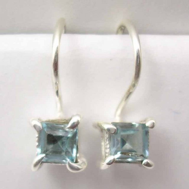 Cercei Argint 925 cu Topaz Albastru, 1.6 cm lungime