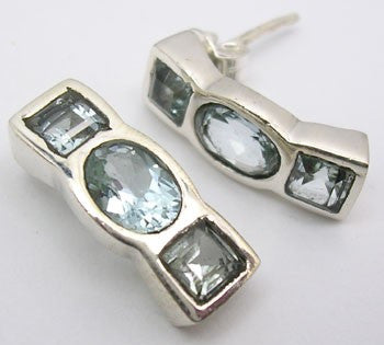 Cercei Argint 925 cu Topaz Albastru, 1.90 cm lungime