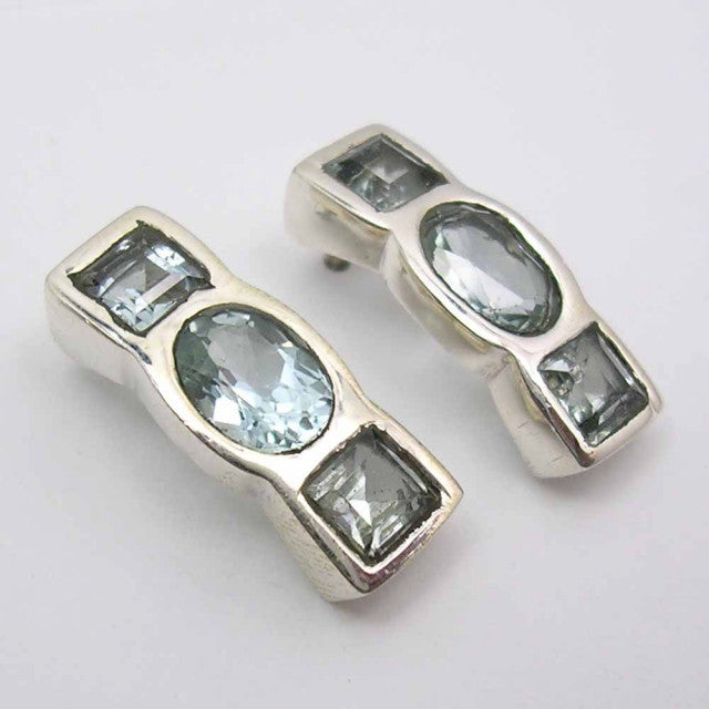 Cercei Argint 925 cu Topaz Albastru, 1.90 cm lungime