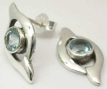 Cercei Argint 925 cu Topaz Albastru, 2.0 cm lungime