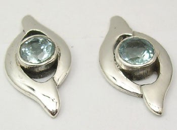 Cercei Argint 925 cu Topaz Albastru, 2.0 cm lungime