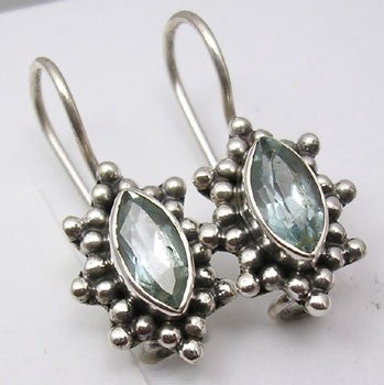 Cercei Argint 925 cu Topaz Albastru, 2.3 cm lungime