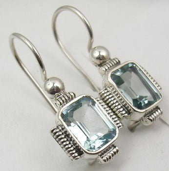 Cercei Argint 925 cu Topaz Albastru, 2.7 cm lungime