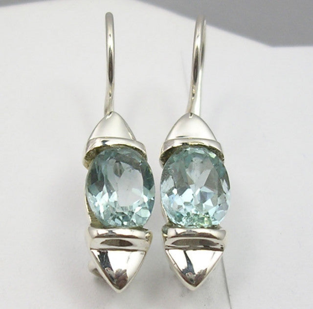 Cercei Argint 925 cu Topaz Albastru, 2.7 cm lungime