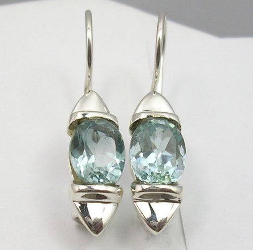 Cercei Argint 925 cu Topaz Albastru, 2.7 cm lungime