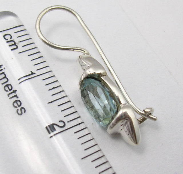 Cercei Argint 925 cu Topaz Albastru, 2.7 cm lungime