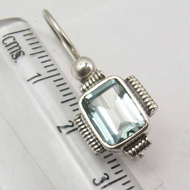 Cercei Argint 925 cu Topaz Albastru, 2.7 cm lungime