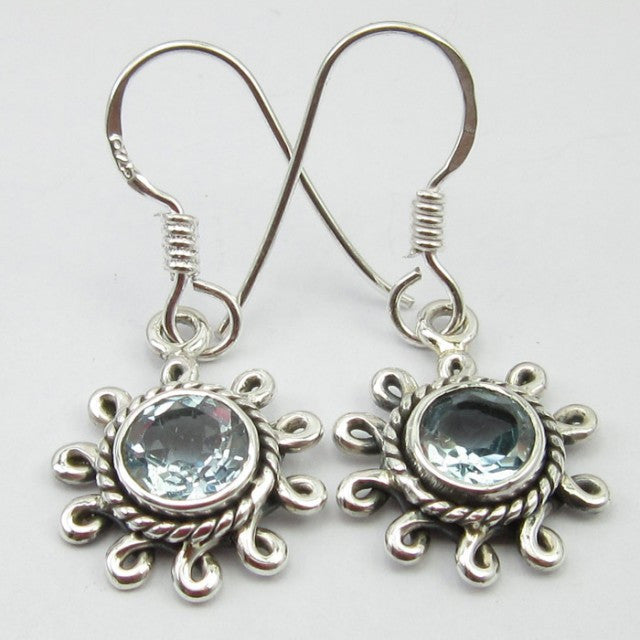 Cercei Argint 925 cu Topaz Albastru 3,1 cm lungime