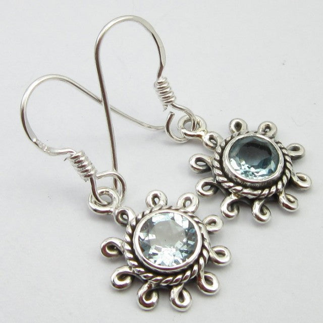 Cercei Argint 925 cu Topaz Albastru 3,1 cm lungime